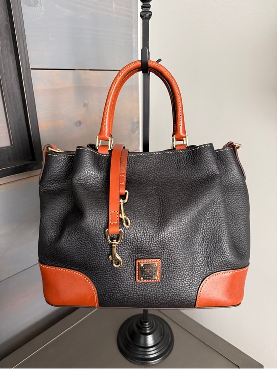 Dooney & Bourke Handbags - Dooney & Bourke Black and Tan Pebbled Leather Barlow